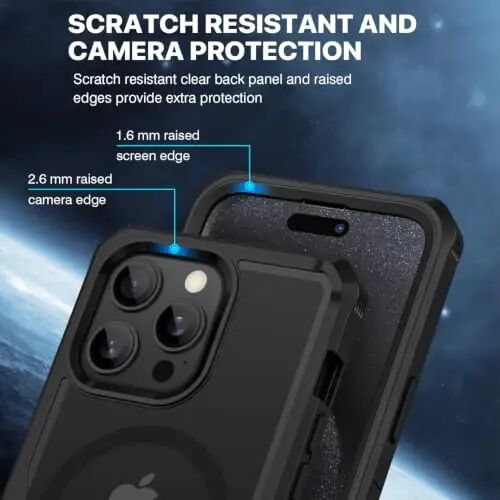 CENHUFO iPhone 15 Pro Max Kılıfı için Gizlilik, Dahili 9H Temperli Cam Gizlilik Ekran Koruyucusu ve Kamera Lensi Koruyucusu ile Tam Gövde Telefon Kılıfı, Anti Peep Darbeye Dayanıklı Tampon Şeffaf Kapak - Siyah - 6