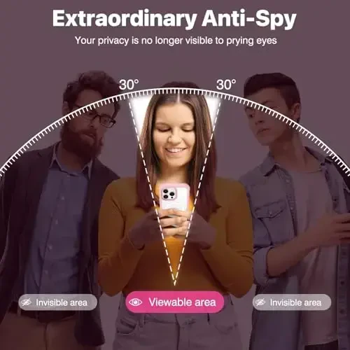 CENHUFO Magnetic Privacy for iPhone 16 Pro Case [Compatible with Magsafe] Full Body Phone Case Built-in 9H Tempered Glass Privacy Screen Protector and Camera Lens Cover, Shockproof Bumper - Pink - CENHUFO (1)