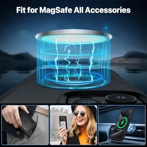 CENHUFO iPhone 16 Pro Max uchun magnitli maxfiylik g‘ilofi [Magsafe bilan mos keladi] O‘rnatilgan 9H temperlangan shisha maxfiylik ekrani himoyachisi, kamera linzalari himoyachisi, zarbga chidamli qopqoq - Qora - 4