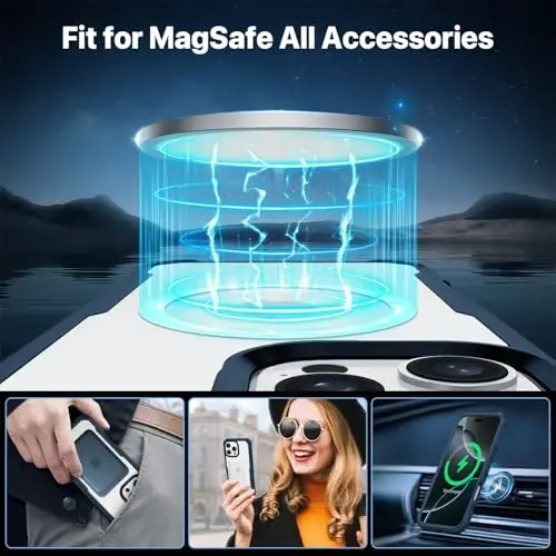 CENHUFO iPhone 16 Pro Max uchun magnitli maxfiylik g‘ilofi [Magsafe bilan mos keladi] To‘liq korpusli telefon g‘ilofi O‘rnatilgan 9H temperli shisha maxfiylik ekran himoyachisi Kamera linzalari himoyachisi, zarbga chidamli qopqoq - Moviy - 4