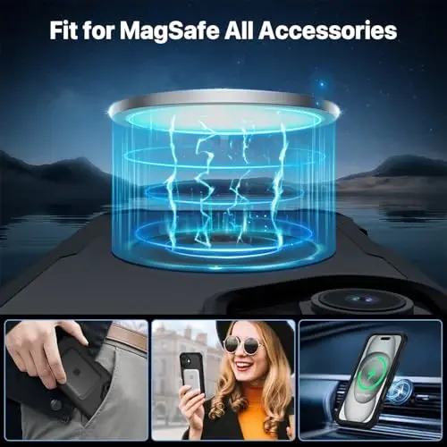 CENHUFO iPhone 16 uchun magnitli maxfiylik g‘ilofi [Magsafe bilan mos] To‘liq korpusli telefon g‘ilofi O‘rnatilgan 9H temperlangan shisha maxfiylik ekrani himoyachisi va kamera linzalari qopqog‘i, zarbga chidamli bamper shaffof - Qora - 4
