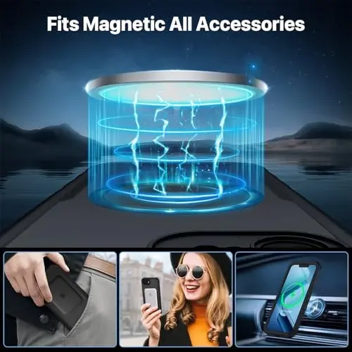 CENHUFO iPhone 16E uchun magnitli maxfiylik g'ilofi [Magsafe bilan mos keladi] To'liq korpusli telefon g'ilofi O'rnatilgan 9H temperli shisha maxfiylik ekran himoyachisi va kamera himoyachisi, zarbga chidamli bamper qopqog'i -Qora - 4