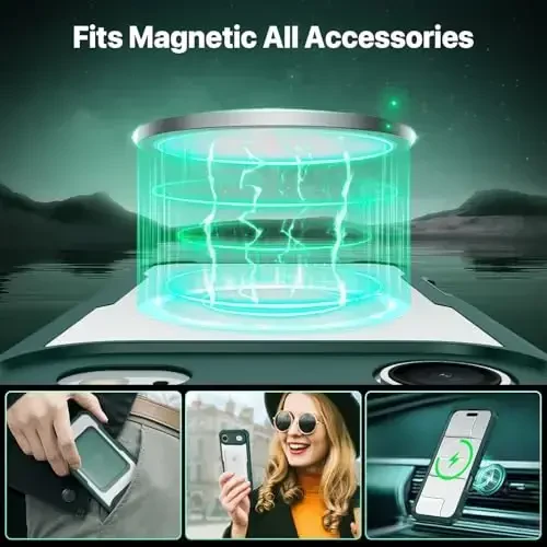 CENHUFO iPhone 17 Air uchun magnitli maxfiylik g'ilofi [Magsafe bilan mos keladi] O'rnatilgan 9H temperli shisha maxfiylik ekrani himoyachisi, kamera himoyasi zarbaga chidamli bamper qopqog'i - Yashil - 4