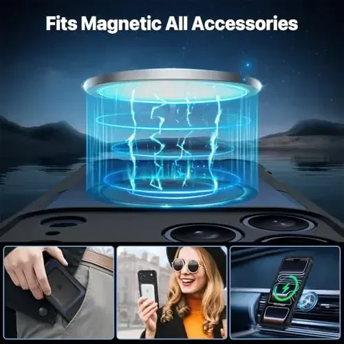 CENHUFO Magnetic Privacy for iPhone 17 Pro Max Case [Compatible with Magsafe] Full Body Phone Case Built-in 9H Tempered Glass Privacy Screen Protector, Camera Protection Shockproof Cover - Black - 4