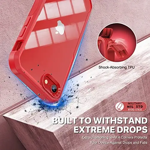 CENHUFO iPhone SE 2022 3rd / iPhone SE 2020 2nd / iPhone 8/7 uchun Privacy Case, oʻrnatilgan 9H temperli shisha Privacy Screen Protector, Anti Peep zarbga chidamli bamperli toʻliq tanli telefon qopqogʻi - Qizil - 4