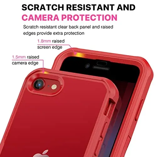 CENHUFO iPhone SE 2022 3rd / iPhone SE 2020 2nd / iPhone 8/7 uchun Privacy Case, oʻrnatilgan 9H temperli shisha Privacy Screen Protector, Anti Peep zarbga chidamli bamperli toʻliq tanli telefon qopqogʻi - Qizil - 5