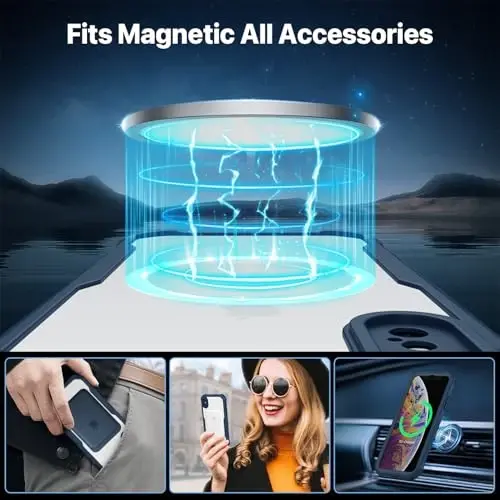 CENHUFO iPhone X/iPhone Xs için Manyetik Gizlilik Kılıfı, Tam Gövde Telefon Kılıfı Dahili 9H Temperli Cam Gizlilik Ekran Koruyucu [Magsafe ile Uyumlu] Darbeye Dayanıklı Tampon Şeffaf Kapak - Mavi - 12