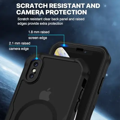 CENHUFO iPhone X/iPhone Xs uchun magnitli maxfiylik g‘ilofi, to‘liq korpusli telefon g‘ilofi o‘rnatilgan 9H temperli shisha maxfiylik ekran himoyachisi [Magsafe bilan mos keladi] zarbga chidamli bamper shaffof qopqoq -Qora - 7