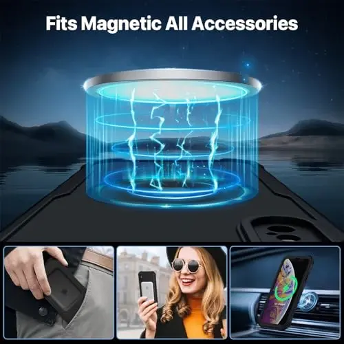CENHUFO iPhone X/iPhone Xs uchun magnitli maxfiylik g‘ilofi, to‘liq korpusli telefon g‘ilofi o‘rnatilgan 9H temperli shisha maxfiylik ekran himoyachisi [Magsafe bilan mos keladi] zarbga chidamli bamper shaffof qopqoq -Qora - 6