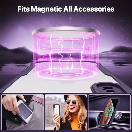CENHUFO iPhone X/iPhone Xs uchun magnitli maxfiylik gʻilofi, toʻliq korpusli telefon gʻilofi, oʻrnatilgan 9H temperli shisha maxfiylik ekran himoyachisi [Magsafe bilan mos keladi] zarbga chidamli bamperli shaffof qopqoq - Binafsha - 5