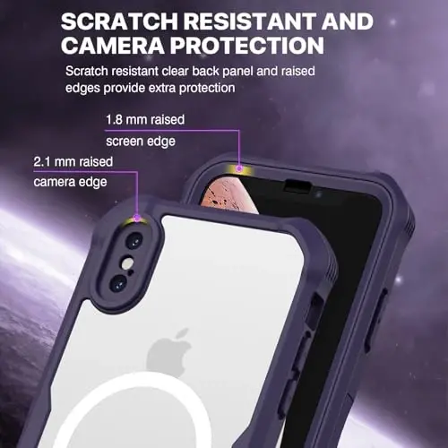 CENHUFO iPhone X/iPhone Xs uchun magnitli maxfiylik gʻilofi, toʻliq korpusli telefon gʻilofi, oʻrnatilgan 9H temperli shisha maxfiylik ekran himoyachisi [Magsafe bilan mos keladi] zarbga chidamli bamperli shaffof qopqoq - Binafsha - 6