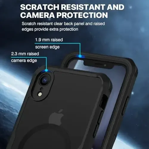CENHUFO Privacy Magnetic for iPhone XR Case, Full Body Phone Case Built-in 9H Tempered Glass Privacy Screen Protector [Compatible with Magsafe] Shockproof Protective Bumper Clear Cover - Black - 7