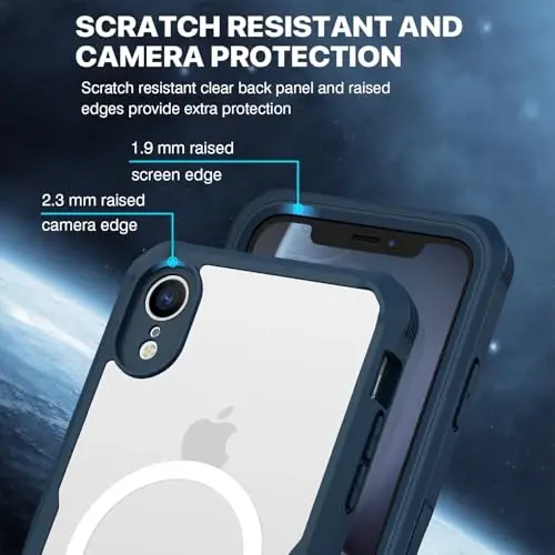 CENHUFO iPhone XR uchun magnitli g'ilof, to'liq tanali telefon g'ilofi 9H temperli shisha maxfiylik ekran himoyachisi bilan o'rnatilgan [Magsafe bilan mos keladi] Zarbadan himoya qiluvchi shaffof qopqoq - ko'k - 6