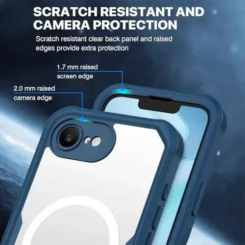 CENHUFO Magnetic Privacy for iPhone 16E Case [Compatible with Magsafe] Full Body Phone Case Built-in 9H Tempered Glass Privacy Screen Protector and Camera Protector, Shockproof Bumper Cover - Blue - 7