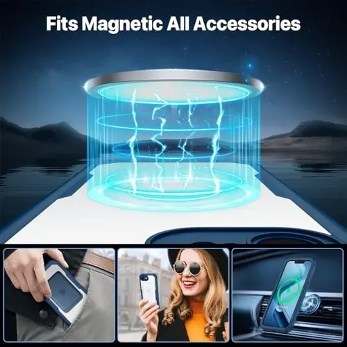 CENHUFO Magnetic Privacy for iPhone 16E Case [Compatible with Magsafe] Full Body Phone Case Built-in 9H Tempered Glass Privacy Screen Protector and Camera Protector, Shockproof Bumper Cover - Blue - 5