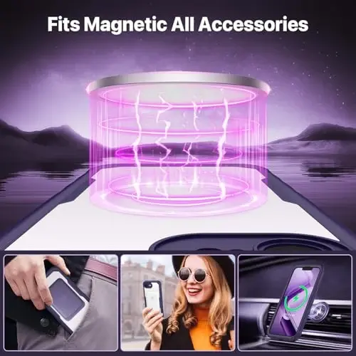 CENHUFO Magnetic Privacy for iPhone 16E Case [Magsafe bilan mos] To'liq korpusli telefon qutisi O'rnatilgan 9H temperli shisha maxfiylik ekrani himoyachisi va kamera himoyachisi, zarbga chidamli bamper qopqog'i - Binafsha - 5