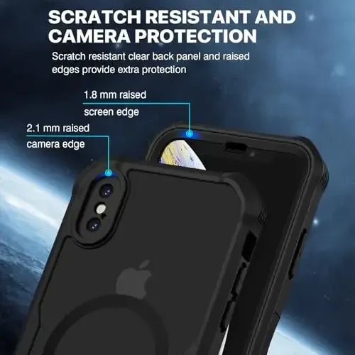 CENHUFO Magnetic Privacy for iPhone X Case/iPhone Xs Case, Full Body Phone Case Built-in 9H Tempered Glass Privacy Screen Protector [Compatible with Magsafe] Shockproof Bumper Clear Cover -Black - 7