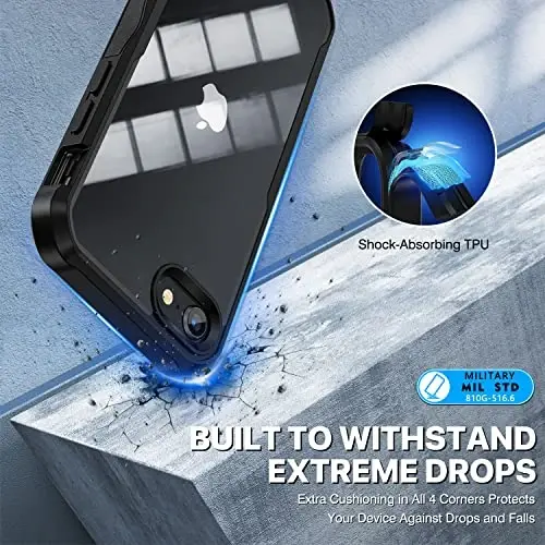 CENHUFO Privacy Case for iPhone SE 2022 3rd / iPhone SE 2020 2nd / iPhone 8/7, Full Body Phone Cover with Built-in 9H Tempered Glass Privacy Screen Protector, Anti Peep Shockproof Bumper - Black - 5