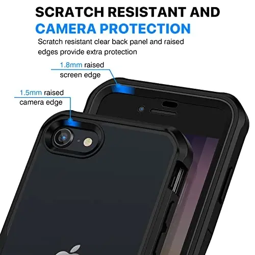 CENHUFO Privacy Case for iPhone SE 2022 3rd / iPhone SE 2020 2nd / iPhone 8/7, Full Body Phone Cover with Built-in 9H Tempered Glass Privacy Screen Protector, Anti Peep Shockproof Bumper - Black - 6