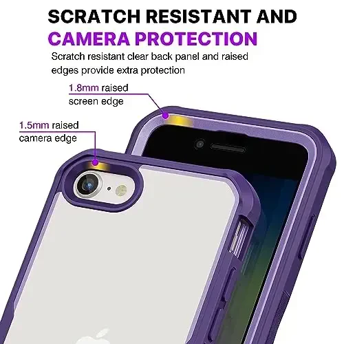 CENHUFO Privacy Case for iPhone SE 2022 3rd / iPhone SE 2020 2nd / iPhone 8/7, Full Body Phone Cover with Built-in 9H Tempered Glass Privacy Screen Protector, Anti Peep Shockproof Bumper - Purple - 5