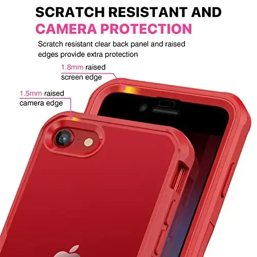 CENHUFO Privacy Case for iPhone SE 2022 3rd / iPhone SE 2020 2nd / iPhone 8/7, Full Body Phone Cover with Built-in 9H Tempered Glass Privacy Screen Protector, Anti Peep Shockproof Bumper - Red - 5