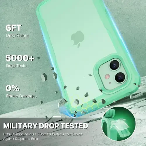 CENHUFO Privacy for iPhone 11 Case, Full Body Phone Case with Built-in 9H Tempered Glass Privacy Screen Protector and Camera Lens Protector, Anti Peep Spy Shockproof Bumper Clear Cover - Green - 5