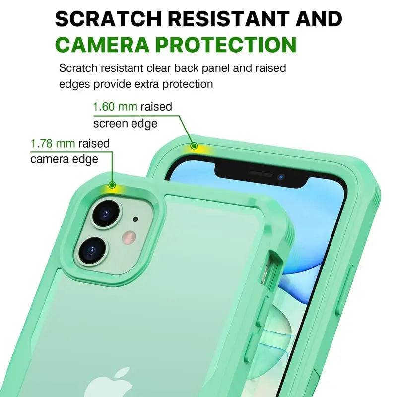 CENHUFO Privacy for iPhone 11 Case, Full Body Phone Case with Built-in 9H Tempered Glass Privacy Screen Protector and Camera Lens Protector, Anti Peep Spy Shockproof Bumper Clear Cover - Green - 6