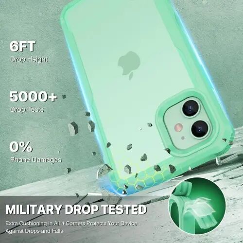 CENHUFO Privacy for iPhone 11 Case, Full Body Phone Case with Built-in 9H Tempered Glass Privacy Screen Protector and Camera Lens Protector, Anti Peep Spy Shockproof Bumper Clear Cover - Green - 5