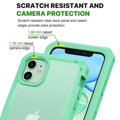 CENHUFO Privacy for iPhone 11 Case, Full Body Phone Case with Built-in 9H Tempered Glass Privacy Screen Protector and Camera Lens Protector, Anti Peep Spy Shockproof Bumper Clear Cover - Green - 6