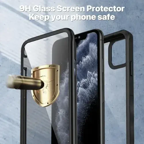 CENHUFO Privacy for iPhone 11 Pro Case, Full Body Phone Case with Built-in 9H Tempered Glass Privacy Screen Protector and Camera Lens Protector, Anti Peep Spy Shockproof Bumper Clear Cover - Black - 4
