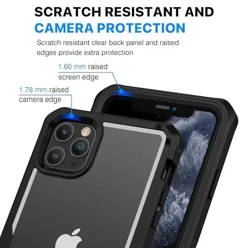 CENHUFO Privacy for iPhone 11 Pro Case, Full Body Phone Case with Built-in 9H Tempered Glass Privacy Screen Protector and Camera Lens Protector, Anti Peep Spy Shockproof Bumper Clear Cover - Black - 6