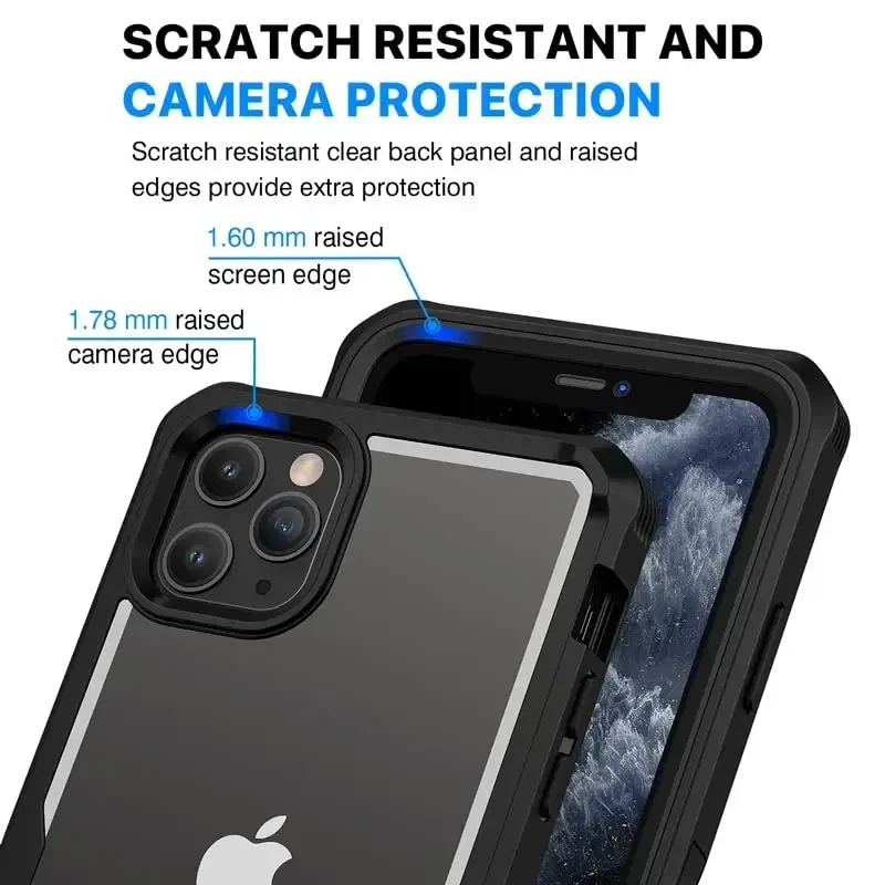 CENHUFO Privacy for iPhone 11 Pro Max Case, Full Body Phone Case with Built-in 9H Tempered Glass Privacy Screen Protector and Camera Lens Protector, Anti Peep Shockproof Bumper Clear Cover - Black - 6