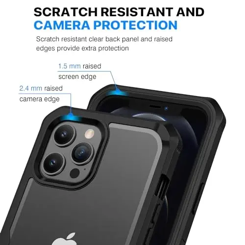CENHUFO Privacy for iPhone 12 Pro Max Case, Full Body Phone Case with Built-in 9H Tempered Glass Privacy Screen Protector and Camera Lens Protector, Anti Peep Shockproof Bumper Clear Cover - Black - 6
