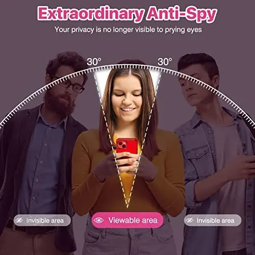 CENHUFO Privacy for iPhone 14 Case/iPhone 13 Case, Full Body Phone Case with Built-in 9H Tempered Glass Privacy Screen Protector and Camera Lens Protector, Shockproof Bumper Clear Cover - Red - 2