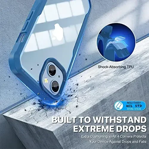 CENHUFO Privacy for iPhone 14 Plus Case, Full Body Phone Case with Built-in 9H Tempered Glass Privacy Screen Protector and Camera Lens Protector, an Light Blue - 5