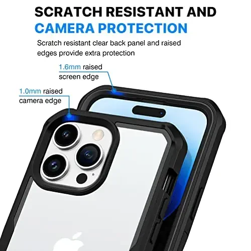 CENHUFO Privacy for iPhone 14 Pro Case, Full Body Phone Case with Built-in 9H Tempered Glass Privacy Screen Protector and Camera Lens Protector, Anti Peep Spy Shockproof Bumper Clear Cover - Black - 6