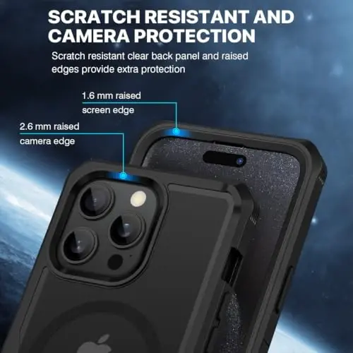 CENHUFO Privacy for iPhone 15 Pro Max Case, Full Body Phone Case with Built-in 9H Tempered Glass Privacy Screen Protector and Camera Lens Protector, Anti Peep Shockproof Bumper Clear Cover - Black - 6