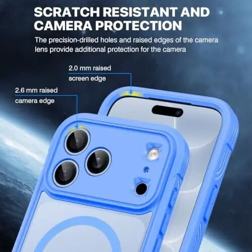 CENHUFO Privacy for iPhone 18 Pro Case/Privacy for iPhone 17 Pro Case,Compatible with MagSafe with Built-in 9H Tempered Glass Privacy Screen Protectorand Magnetic Stand Ring Midnight Light Blue - 6