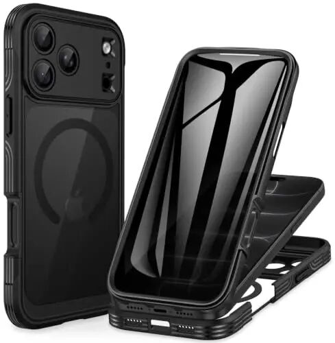 CENHUFO Privacy for iPhone 18 Pro Case/Privacy for iPhone 17 Pro Case,Compatible with MagSafe,Full-Body Phone Case with Built-in 9H Tempered Glass Privacy Screen Protectorand Black - 1