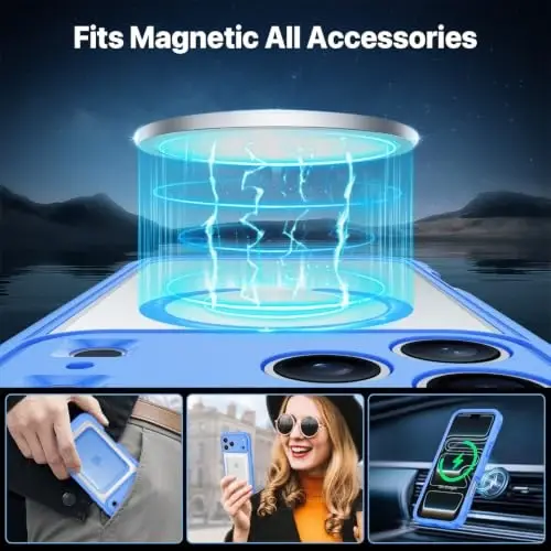 CENHUFO Privacy for iPhone 18 Pro Case/Privacy for iPhone 17 Pro Case,Compatible with MagSafe,Full-Body Phone Case with Built-in 9H Tempered Glass Privacy Screen Protectorand Light Blue - 5