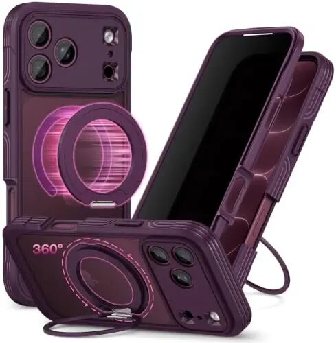 CENHUFO Privacy for iPhone 18 Pro Max Case/Privacy for iPhone 17 Pro Max Case,Compatible with MagSafe with Built-in 9H Tempered Glass Privacy Screen Protectorand Magnetic Stand Ring Midnight Burgundy - 1