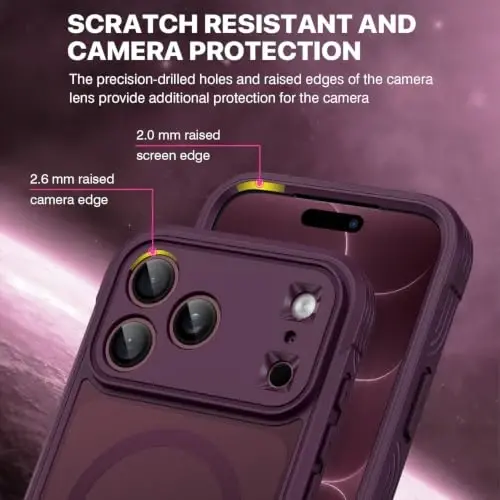 CENHUFO Privacy for iPhone 18 Pro Max Case/Privacy for iPhone 17 Pro Max Case,Compatible with MagSafe with Built-in 9H Tempered Glass Privacy Screen Protectorand Magnetic Stand Ring Midnight Burgundy - 6