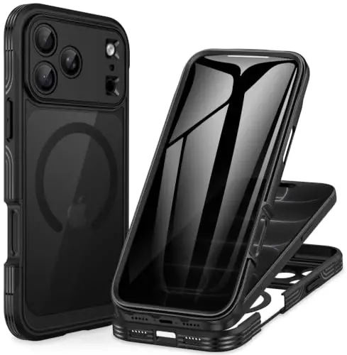 CENHUFO Privacy for iPhone 18 Pro Max Case/Privacy for iPhone 17 Pro Max Case,Compatible with MagSafe,Full-Body Phone Case with Built-in 9H Tempered Glass Privacy Screen Protectorand Black - 1