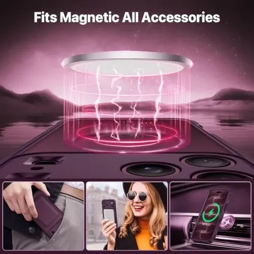 CENHUFO Privacy for iPhone 18 Pro Max Case/Privacy for iPhone 17 Pro Max Case,Compatible with MagSafe,Full-Body Phone Case with Built-in 9H Tempered Glass Privacy Screen Protectorand Burgundy - 5