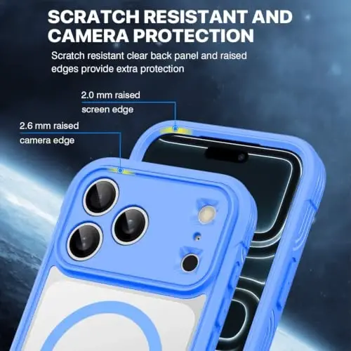CENHUFO Privacy for iPhone 18 Pro Max Case/Privacy for iPhone 17 Pro Max Case,Compatible with MagSafe,Full-Body Phone Case with Built-in 9H Tempered Glass Privacy Screen Protectorand Light Blue - 6