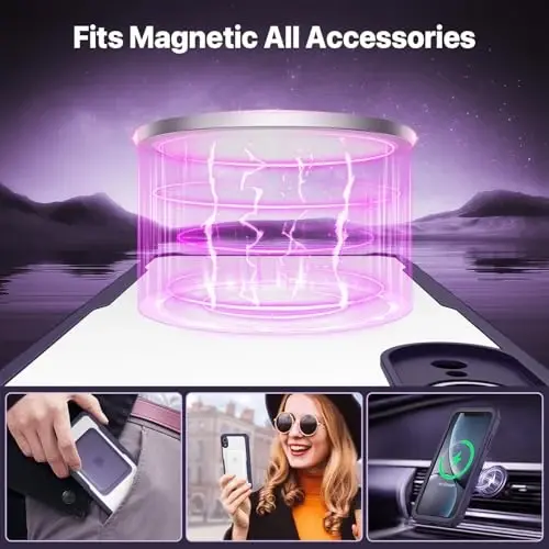 CENHUFO Privacy Magnetic for iPhone XR Case, Full Body Phone Case Built-in 9H Tempered Glass Privacy Screen Protector [Compatible with Magsafe] Shockproof Protective Bumper Clear Cover - Purple - 5