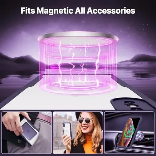 CENHUFO Privacy Magnetic iPhone Xs Max uchun g‘ilof, o‘rnatilgan 9H temperli shisha maxfiylik ekran himoyachisi [Magsafe bilan mos keladi] zarbaga chidamli himoya bamperi shaffof qopqoq - Binafsha rang - 4