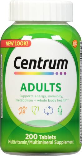 Centrum Adult Multivitamin/Multimineral Supplement with Antioxidants, Zinc, Vitamin D3 and B Vitamins, Gluten Free, Non-GMO Ingredients - 200 Count - 1