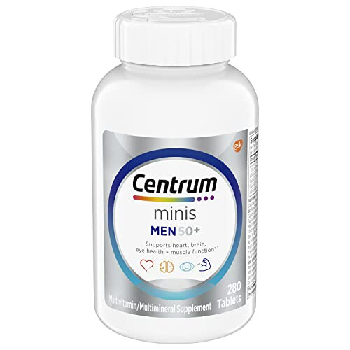 Centrum Minis Silver Erkaklar Uchun 50 Yildan Keyin Multivitamin, Multivitamin/Multimineral Qo'shimchasi, D3 Vitamini, B Vitaminlari va Sink, GMOsiz Tarkib, Katta Yoshdagi Kishilarda Xotira va Idrokni Qo'llab-quvvatlaydi - 280 dona - 17