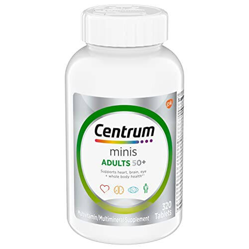 Centrum Minis Silver Multivitamin Tablet for Adults 50 Plus, Multimineral Supplement, Vitamin D3, B-Vitamins, Gluten Free, Non-GMO Ingredients, Supports Memory and Cognition in Older Adults - 320 Ct - 1